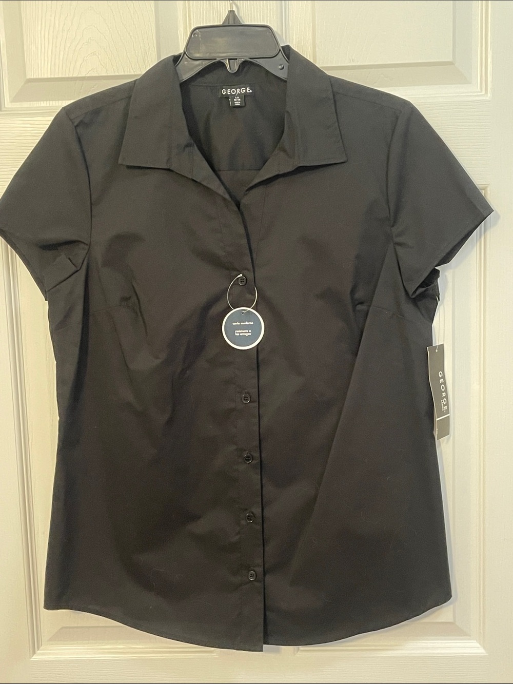 George Black Short-Sleeve Button-Down Shirt